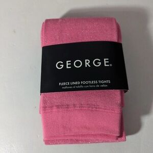 NEW- Size 12-16 George Pink Fleece Lined Footless Tights Pink
